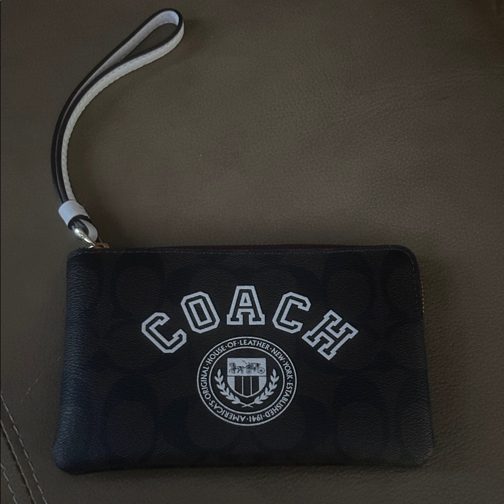Coach Brown and Black Logo Wristlet (Brand New never used)